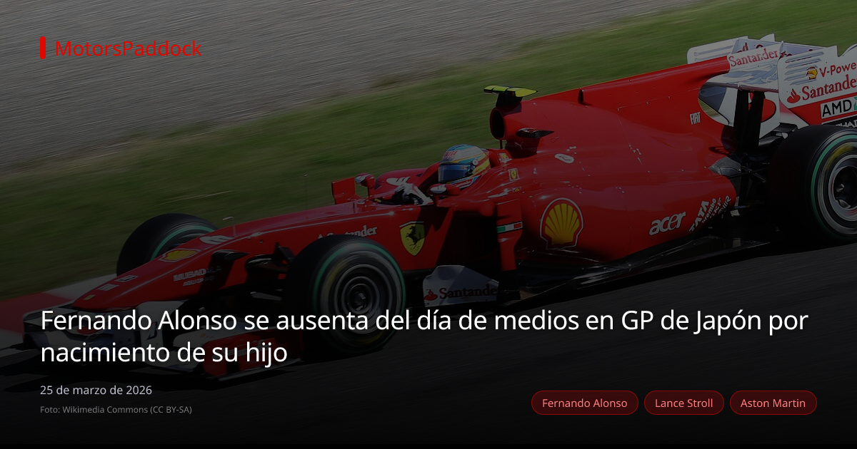 Fernando Alonso se ausenta del día de medios en GP de Japón por nacimiento de su hijo