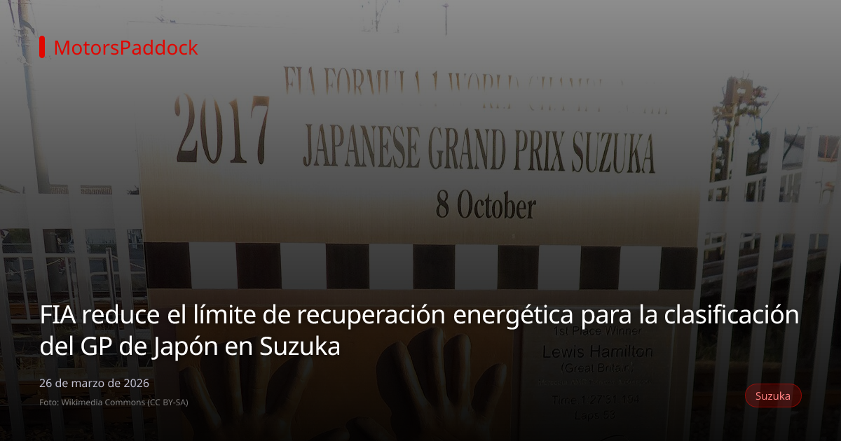 FIA reduce el límite de recuperación energética para la clasificación del GP de Japón en Suzuka