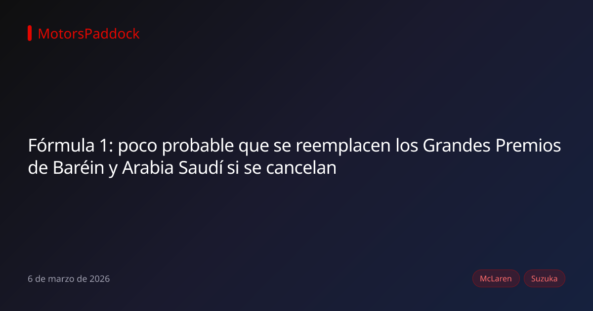 Fórmula 1: poco probable que se reemplacen los Grandes Premios de Baréin y Arabia Saudí si se cancelan