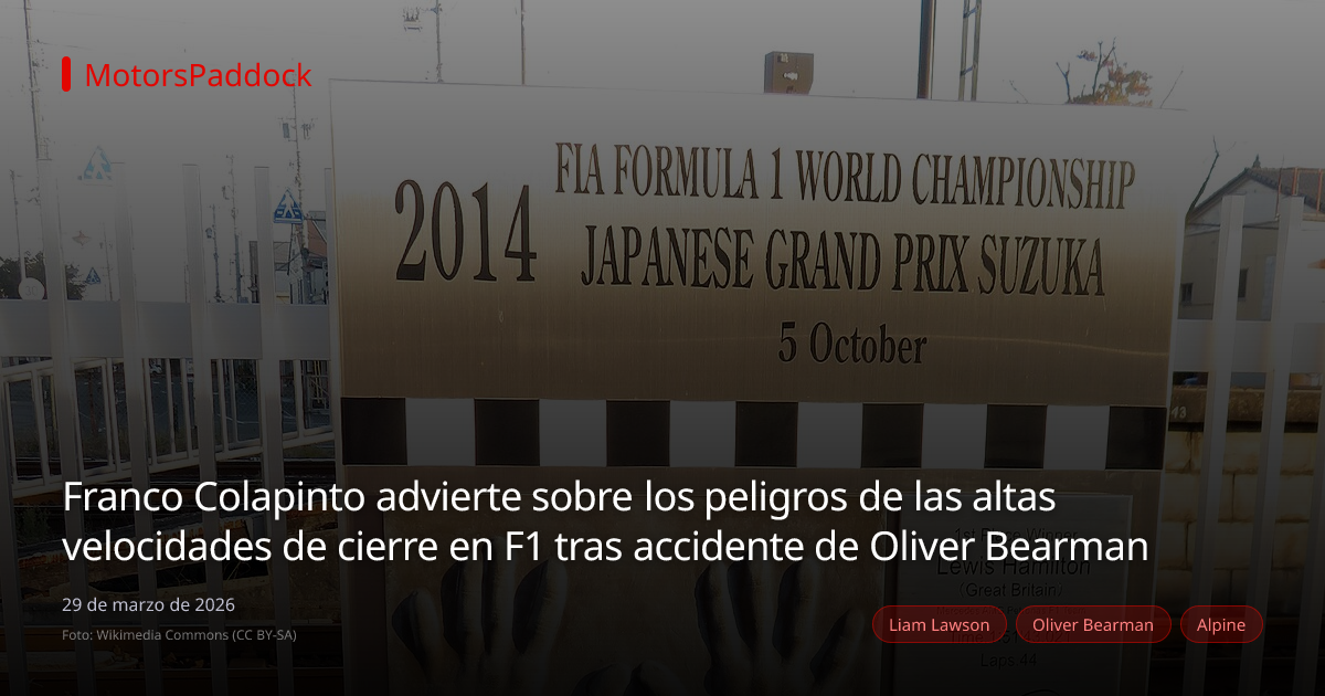 Franco Colapinto advierte sobre los peligros de las altas velocidades de cierre en F1 tras accidente de Oliver Bearman