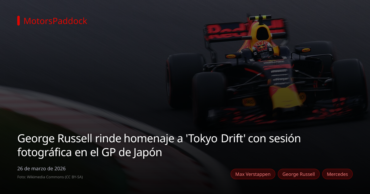George Russell rinde homenaje a 'Tokyo Drift' con sesión fotográfica en el GP de Japón
