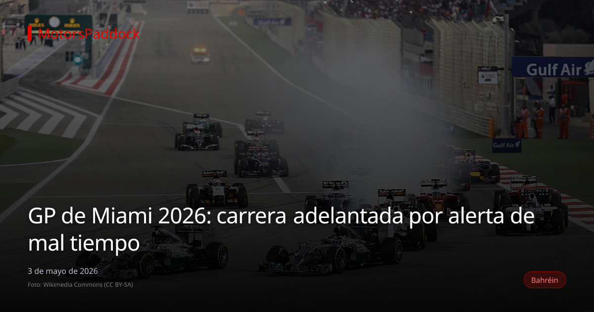 GP de Miami 2026: carrera adelantada por alerta de mal tiempo