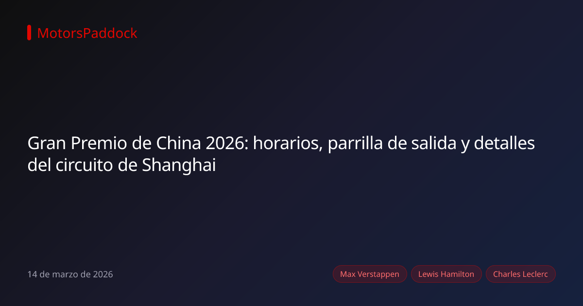 Gran Premio de China 2026: horarios, parrilla de salida y detalles del circuito de Shanghai