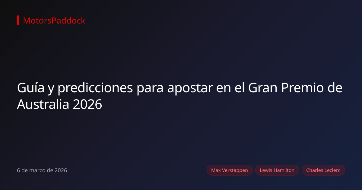 Guía y predicciones para apostar en el Gran Premio de Australia 2026