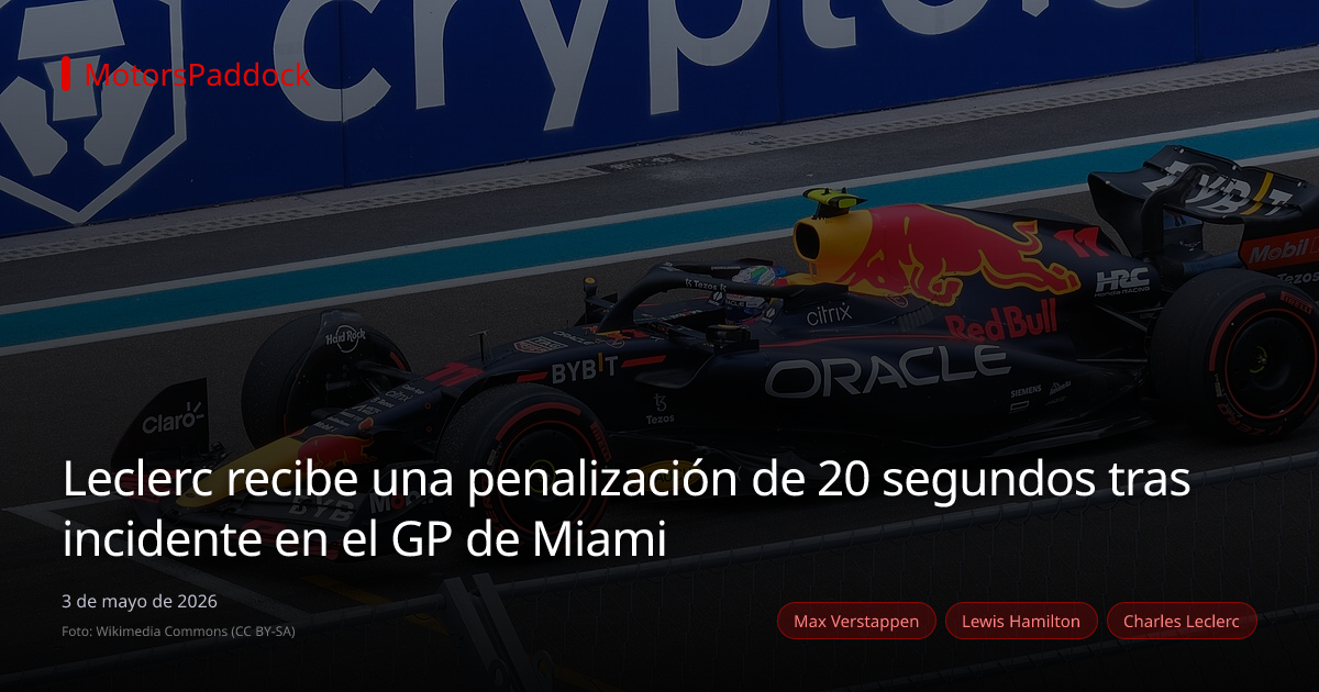 Leclerc recibe una penalización de 20 segundos tras incidente en el GP de Miami