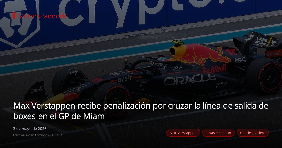 Max Verstappen recibe penalización por cruzar la línea de salida de boxes en el GP de Miami
