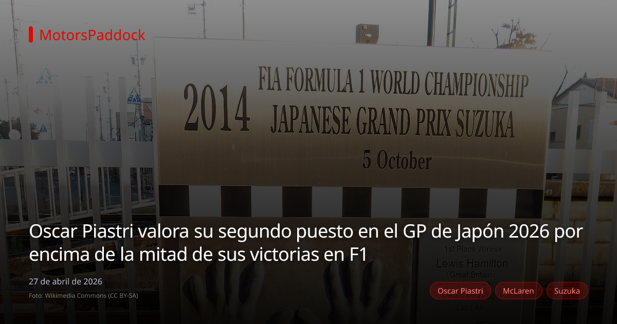 Oscar Piastri valora su segundo puesto en el GP de Japón 2026 por encima de la mitad de sus victorias en F1