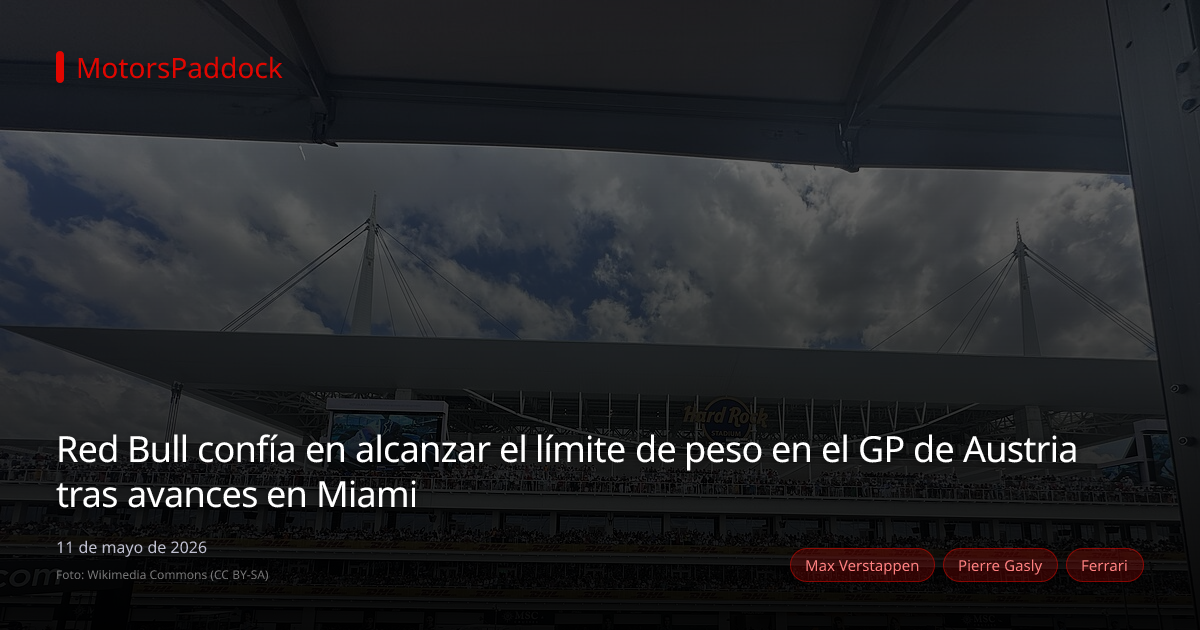Red Bull confía en alcanzar el límite de peso en el GP de Austria tras avances en Miami